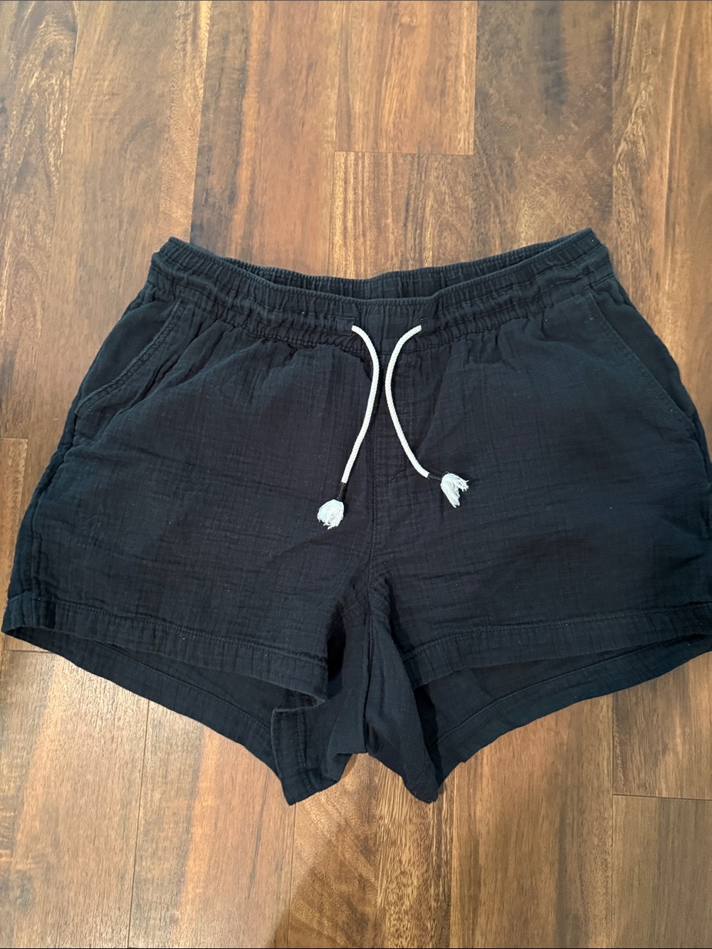 Old Navy Black Elastic-Waist  Shorts with White Drawstring